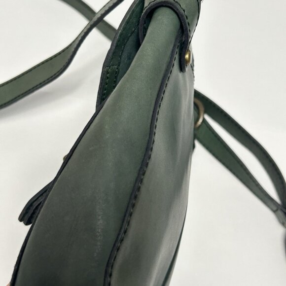 Vintage Fossil Green Leather Saddlebag Crossbody Medium Purse Butter Soft Clean - Picture 5 of 12
